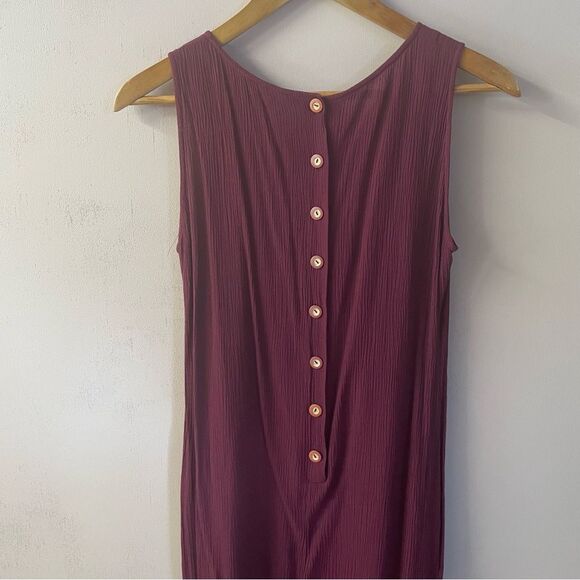 Vintage Thao’s Tailor Burgundy Button-Back Midi Dress Size XS EUC - Picture 5 of 12